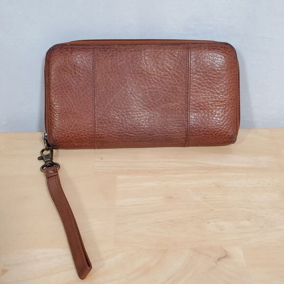 Duluth Trading Brown Leather Wristlet Clutch Women’s Zip Around Wallet Organizer - Picture 2 of 10